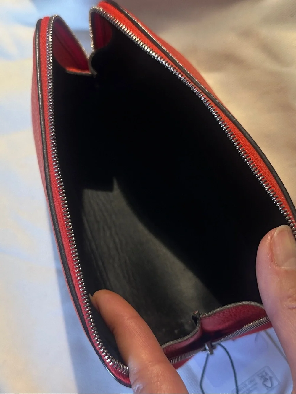 Celine Red Leather Cosmetic Pouch